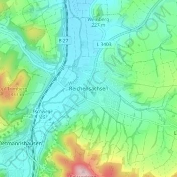 Mappa topografica Reichensachsen, altitudine, rilievo