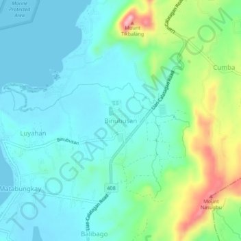 Mappa topografica Binubusan, altitudine, rilievo