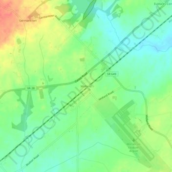 Mappa topografica Midland, altitudine, rilievo