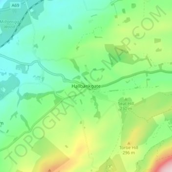 Mappa topografica Hallbankgate, altitudine, rilievo