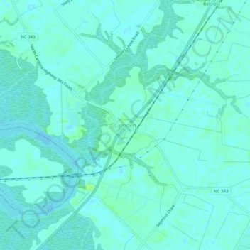 Mappa topografica Camden, altitudine, rilievo