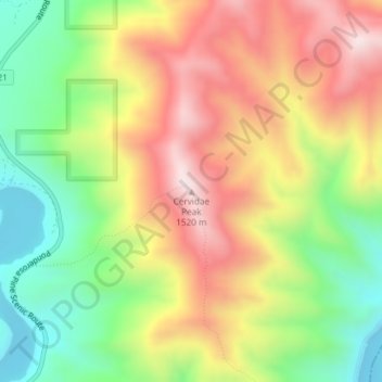 Mappa topografica Cervidae Peak, altitudine, rilievo