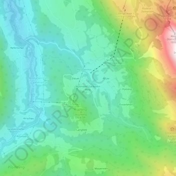 Mappa topografica Alpendorf Dachstein West, altitudine, rilievo