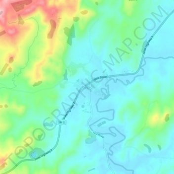 Mappa topografica Piopio, altitudine, rilievo