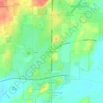 Mappa topografica Taylors Corners, altitudine, rilievo