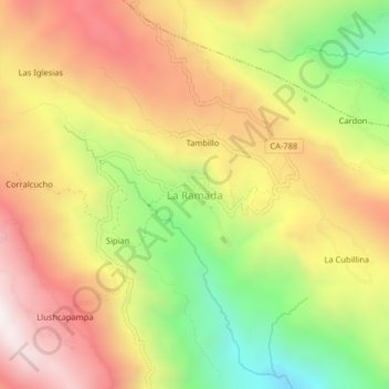 Mappa topografica La Ramada, altitudine, rilievo