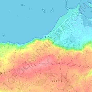 Mappa topografica Kerizog, altitudine, rilievo