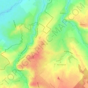Mappa topografica Désertines, altitudine, rilievo