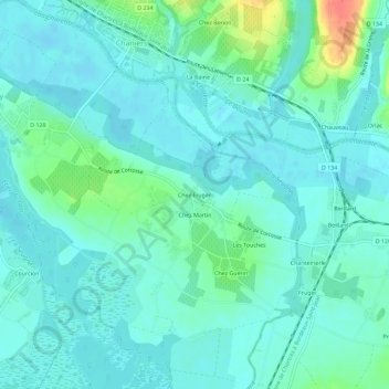 Mappa topografica Chez Fruger, altitudine, rilievo