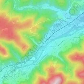 Mappa topografica Hersbach, altitudine, rilievo