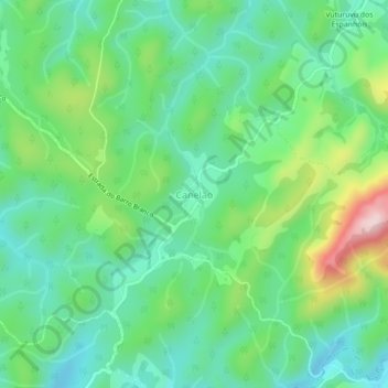 Mappa topografica Canelão, altitudine, rilievo