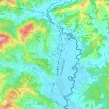 Mappa topografica Imeno, altitudine, rilievo