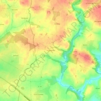 Mappa topografica Logorenne, altitudine, rilievo
