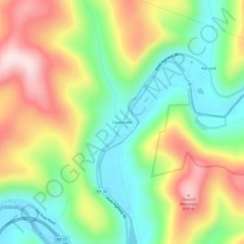 Mappa topografica Centerville, altitudine, rilievo