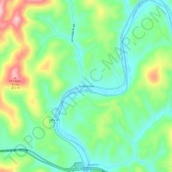 Mappa topografica Frametown, altitudine, rilievo