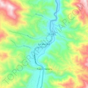 Mappa topografica La Merced, altitudine, rilievo