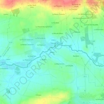 Mappa topografica Castre, altitudine, rilievo