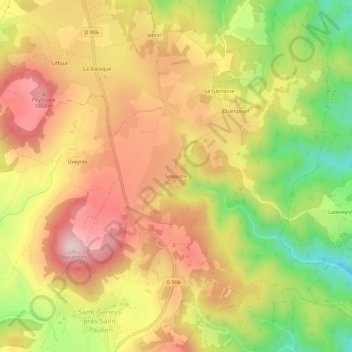 Mappa topografica Siniautre, altitudine, rilievo