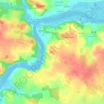 Mappa topografica Ros, altitudine, rilievo
