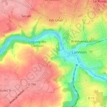 Mappa topografica Penn ar C'hra, altitudine, rilievo