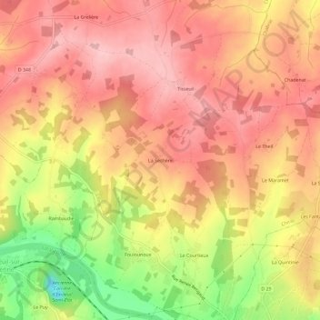 Mappa topografica La Sechère, altitudine, rilievo