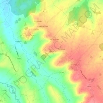 Mappa topografica Lierne, altitudine, rilievo