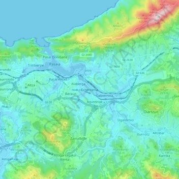 Mappa topografica Rentería, altitudine, rilievo