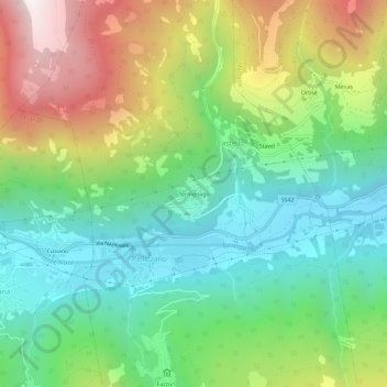 Mappa topografica Termenago, altitudine, rilievo