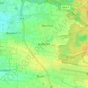 Mappa topografica Kraftshof, altitudine, rilievo