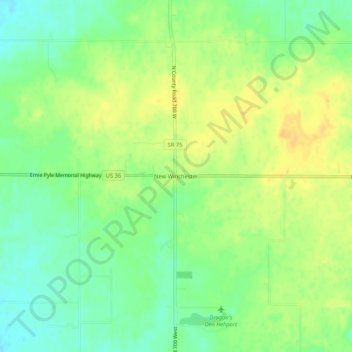 Mappa topografica New Winchester, altitudine, rilievo