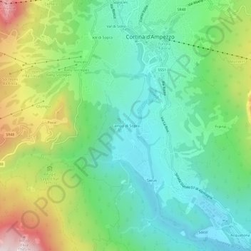 Mappa topografica Campo di Sopra, altitudine, rilievo