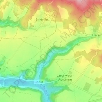 Mappa topografica Longpré, altitudine, rilievo