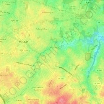 Mappa topografica Brookhaven, altitudine, rilievo