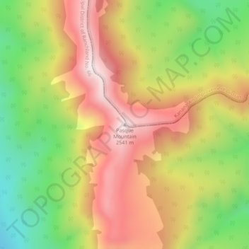 Mappa topografica Pasque Mountain, altitudine, rilievo