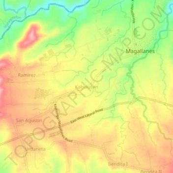 Mappa topografica Kabulusan, altitudine, rilievo