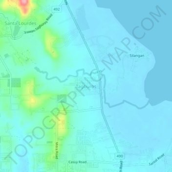 Mappa topografica Tagburos, altitudine, rilievo