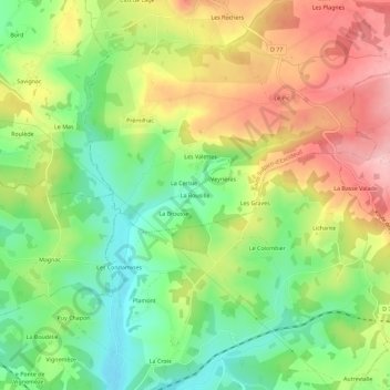 Mappa topografica La Rousille, altitudine, rilievo