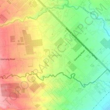 Mappa topografica Glamang, altitudine, rilievo
