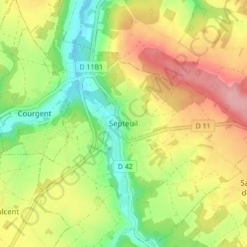 Mappa topografica Septeuil, altitudine, rilievo