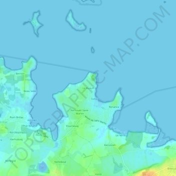 Mappa topografica Le Ruault, altitudine, rilievo