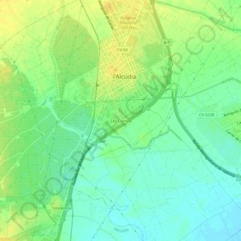 Mappa topografica Les Comes, altitudine, rilievo
