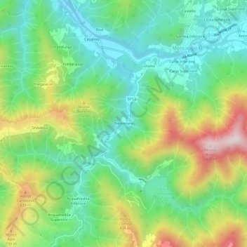 Mappa topografica Trefontane, altitudine, rilievo