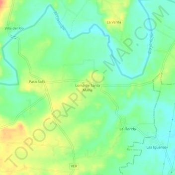 Mappa topografica Loma de Santa María, altitudine, rilievo