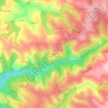 Mappa topografica Le Mas del Puech, altitudine, rilievo