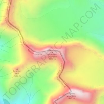Mappa topografica Mastodon Mountain, altitudine, rilievo