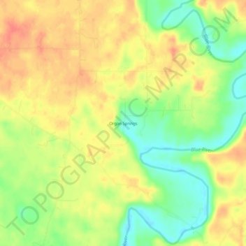 Mappa topografica Organ Springs, altitudine, rilievo