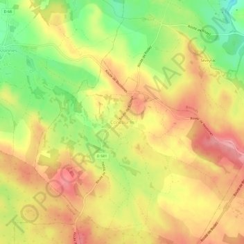 Mappa topografica Concourès, altitudine, rilievo