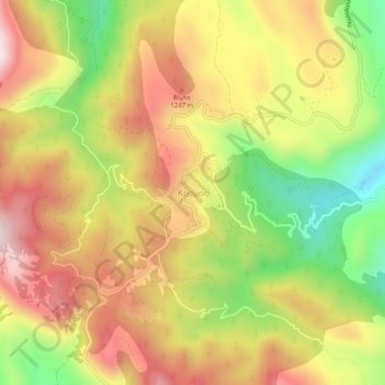 Mappa topografica Kosmas, altitudine, rilievo