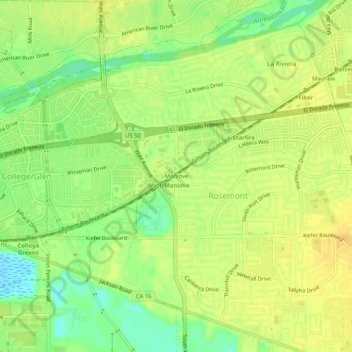 Mappa topografica Manlove, altitudine, rilievo