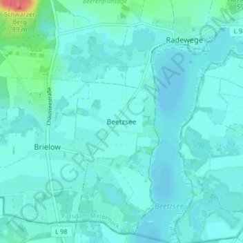 Mappa topografica Beetzsee, altitudine, rilievo
